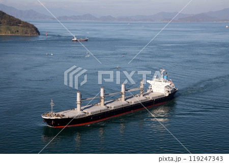 来島海峡大橋を通過する大型貨物船 119247343