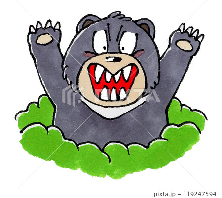 襲いかかるツキノワグマ 119247594