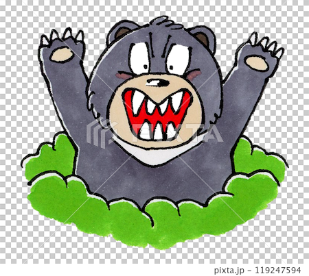 襲いかかるツキノワグマ 119247594