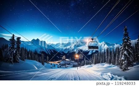 《AI画像》スキー場のナイターイメージ 119248033