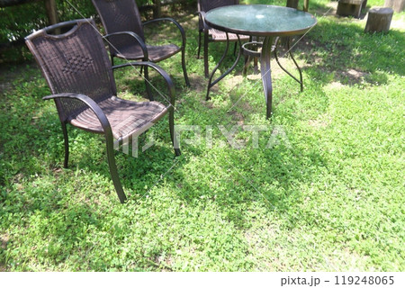 木漏れ日、夏の庭。昼下がりの癒し空間 木漏れ日、夏の庭。昼下がりの癒し空間 119248065