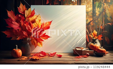 《AI画像》紅葉イメージのフレーム素材 119248444