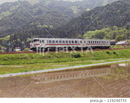 水田の中を走る高山本線 水田の中を走る高山本線 119248735