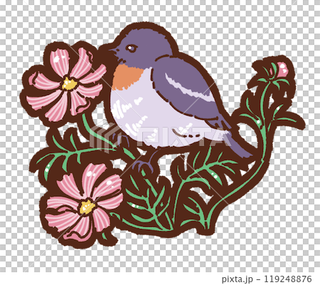 秋季野鳥插畫：鶲 119248876