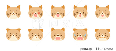 かわいいネコのいろいろな表情のアイコンセット 119248968