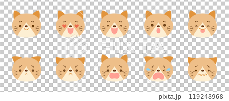 かわいいネコのいろいろな表情のアイコンセット 119248968