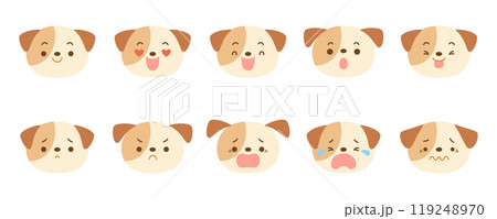 かわいいイヌのいろいろな表情のアイコンセット 119248970