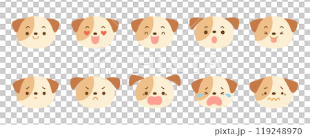 かわいいイヌのいろいろな表情のアイコンセット 119248970