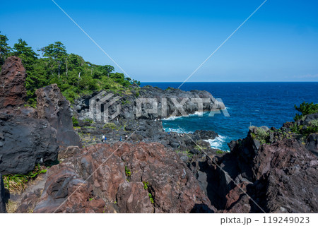 日本の静岡県伊東市の城ヶ崎海岸の美しい風景 119249023