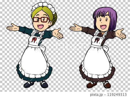 女傭微笑張開雙臂1 女傭微笑張開雙臂1 119249313