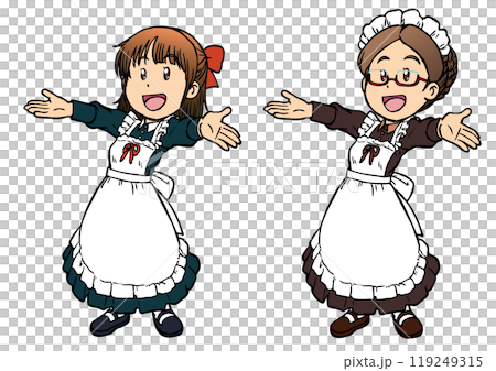 笑顔で両手を広げるメイドの女性2 119249315