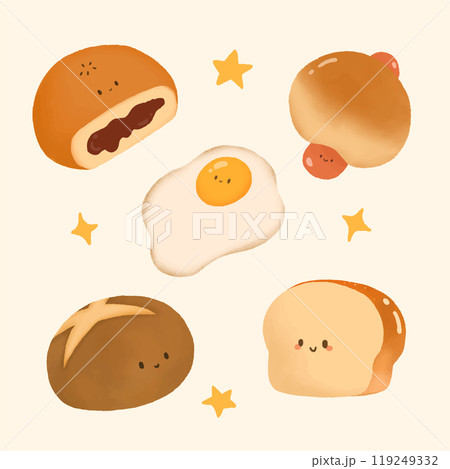 Bread bun and breakfast vector illustration 119249332