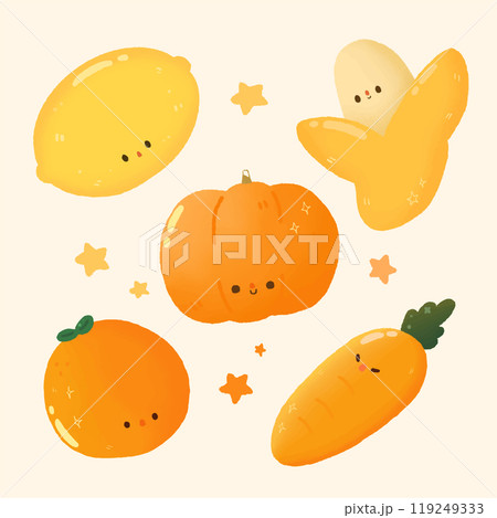 set of orange fruit and vegetable 119249333