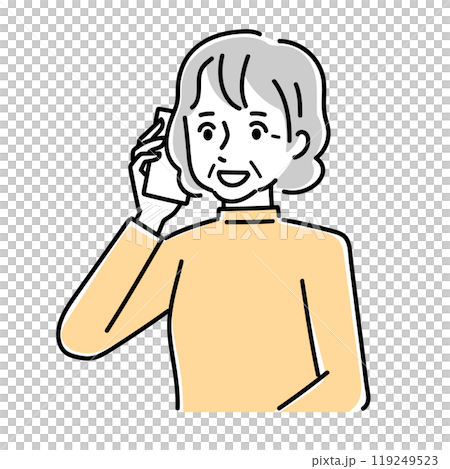 高級女性在智慧型手機上交談 高級女性在智慧型手機上交談 119249523