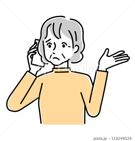 スマホで会話するシニア女性 119249524