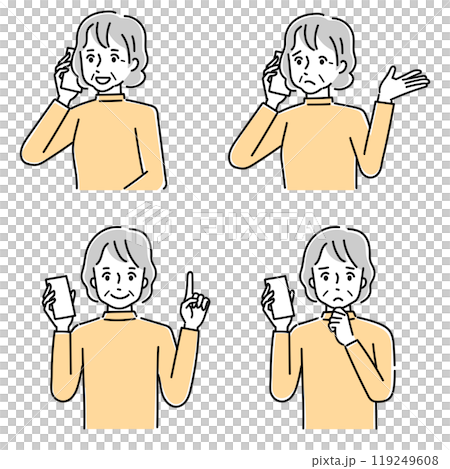 Senior women's set with smartphone Senior women's set with smartphone 119249608