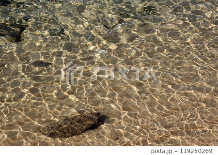 来島海峡馬島の海岸の波打ち際の波紋 119250269