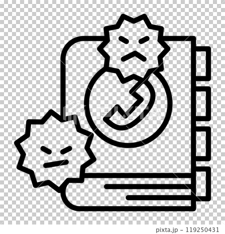 ウイルス感染した電話帳のアイコン。 ウイルス感染した電話帳のアイコン。 119250431