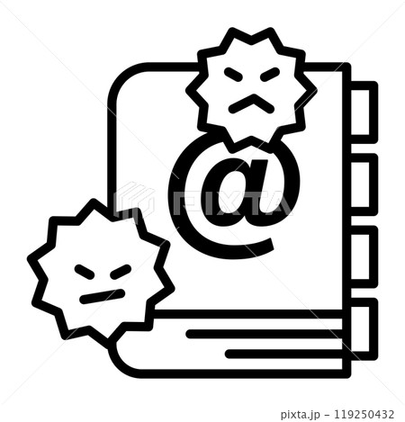 ウイルス感染したアドレス帳のアイコン。 ウイルス感染したアドレス帳のアイコン。 119250432