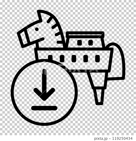 下載期間潛伏的特洛伊木馬圖示。 下載期間潛伏的特洛伊木馬圖示。 119250434