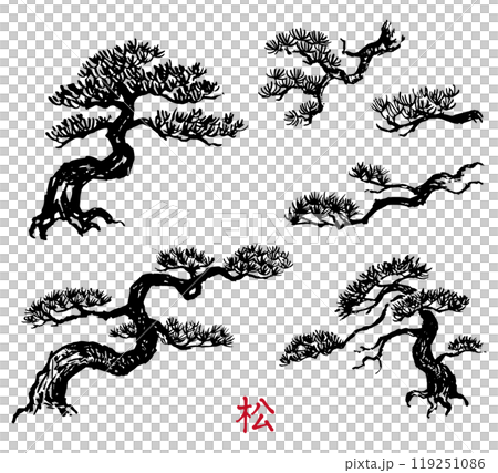 Pine tree drawn with a brush Pine tree drawn with a brush 119251086