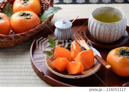 秋の味覚 柿 （ カットイメージ ） 119251117