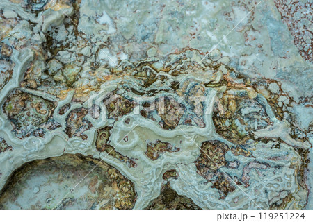 Textured background of abstract shape limestone deposits of travertine Pamukkale. Top view. Textured background of abstract shape limestone deposits of travertine Pamukkale. Top view. 119251224