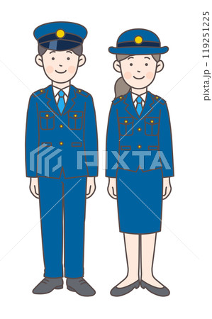 笑顔の警察官の全身イラスト 119251225