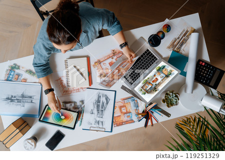 Designer working in studio 119251329