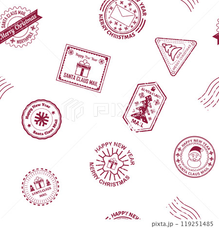 Maroon Christmas Stamp Pattern vector Maroon Christmas Stamp Pattern vector 119251485