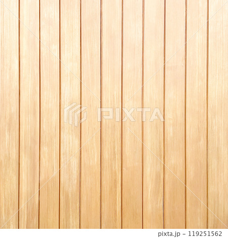 繊細な木目のある白木色の縦目の板が並ぶ板壁の正方形の背景画像 119251562