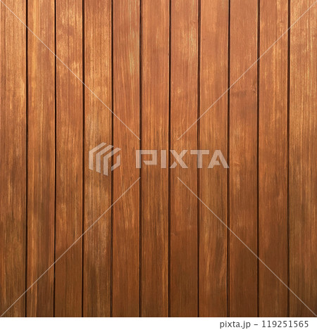 繊細な木目のある茶色の縦目の板が並ぶ板壁の正方形の背景画像 119251565
