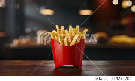 French fries in carton. Generative AI French fries in carton. Generative AI 119252200