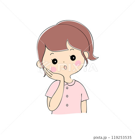 考える若い女性 表情バリエーション_肌色 ペン画風 考える若い女性 表情バリエーション_肌色 ペン画風 119253535