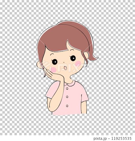 考える若い女性 表情バリエーション_肌色 ペン画風 考える若い女性 表情バリエーション_肌色 ペン画風 119253535