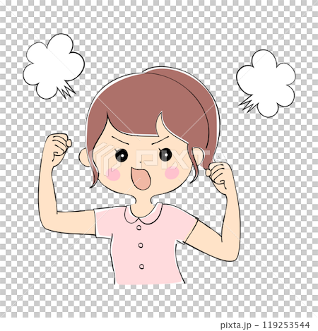 憤怒的年輕女子臉部表情變化_膚色筆畫風格 憤怒的年輕女子臉部表情變化_膚色筆畫風格 119253544