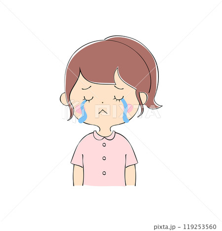 号泣する若い女性 表情バリエーション_肌色 ペン画風 号泣する若い女性 表情バリエーション_肌色 ペン画風 119253560