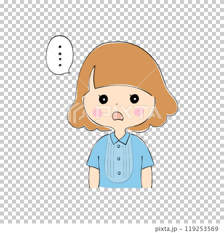 年輕女子不知所措，表情變化_膚色，鋼筆畫風格 119253569