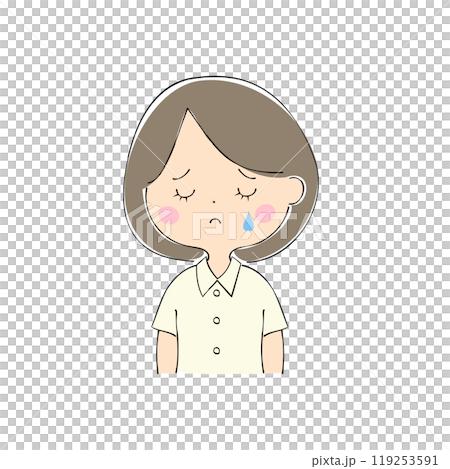 Sad young woman, facial expression variations, skin color, pen drawing style Sad young woman, facial expression variations, skin color, pen drawing style 119253591