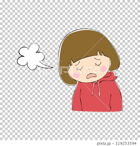 Sighing young woman, facial expression variations, skin color, pen drawing style Sighing young woman, facial expression variations, skin color, pen drawing style 119253594