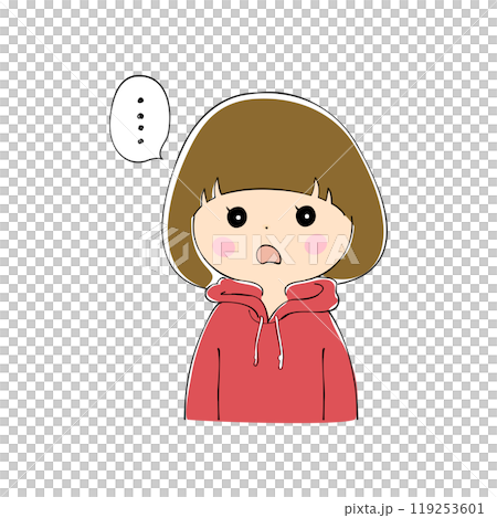 年輕女子不知所措，表情變化_膚色，鋼筆畫風格 119253601