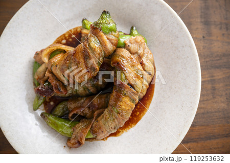 万願寺とうがらしの豚肉巻き 万願寺とうがらしの豚肉巻き 119253632