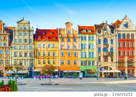 Beautiful view of the old town and market square. Wroclaw, Poland Beautiful view of the old town and market square. Wroclaw, Poland 119255252