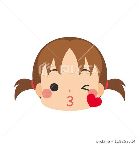 投げキスする可愛い小さな女の子の絵文字イラスト アイコン 顔 表情 白背景 ベクター 投げキスする可愛い小さな女の子の絵文字イラスト アイコン 顔 表情 白背景 ベクター 119255314