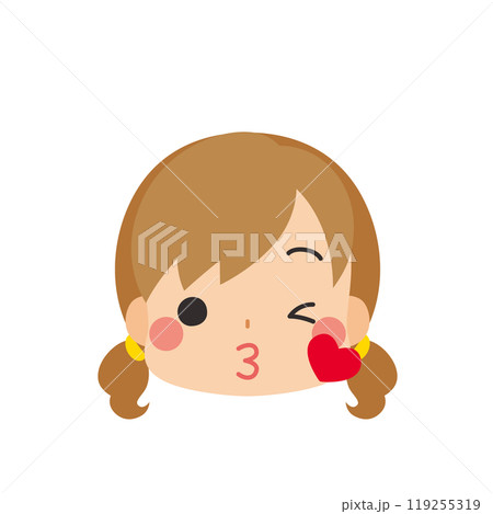 投げキスする可愛い小さな女の子の絵文字イラスト アイコン 顔 表情 白背景 ベクター 投げキスする可愛い小さな女の子の絵文字イラスト アイコン 顔 表情 白背景 ベクター 119255319