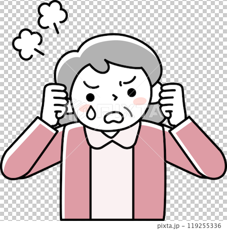 The upper body of a frustrated senior woman The upper body of a frustrated senior woman 119255336