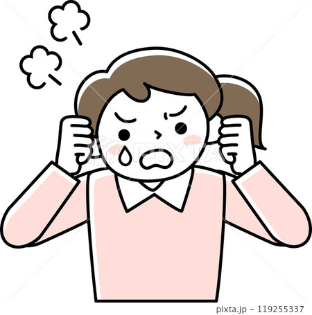 悔しがっている若い女性の上半身 119255337