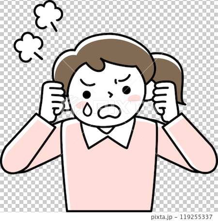 悔しがっている若い女性の上半身 119255337