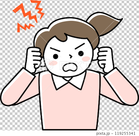 Upper body of an angry young woman 119255341