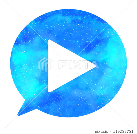 水色の星空|再生アイコンの吹き出し 水色の星空|再生アイコンの吹き出し 119255751